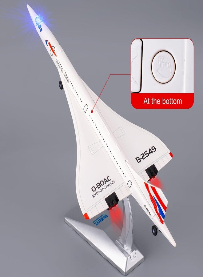 BDTCTK 1/168 Concorde Supersonic Airliner Model Airplane Toys, Zinc Alloy Diecast Toy Cars with Sounds and Lights Vehicles for Kids Boy Girl Gift (White) - Image 4